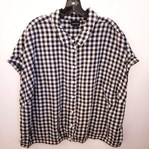 Who What Wear 100% Cotton Dolman Sleeve Relaxed Fit Crop Button Up Size 3X EUC